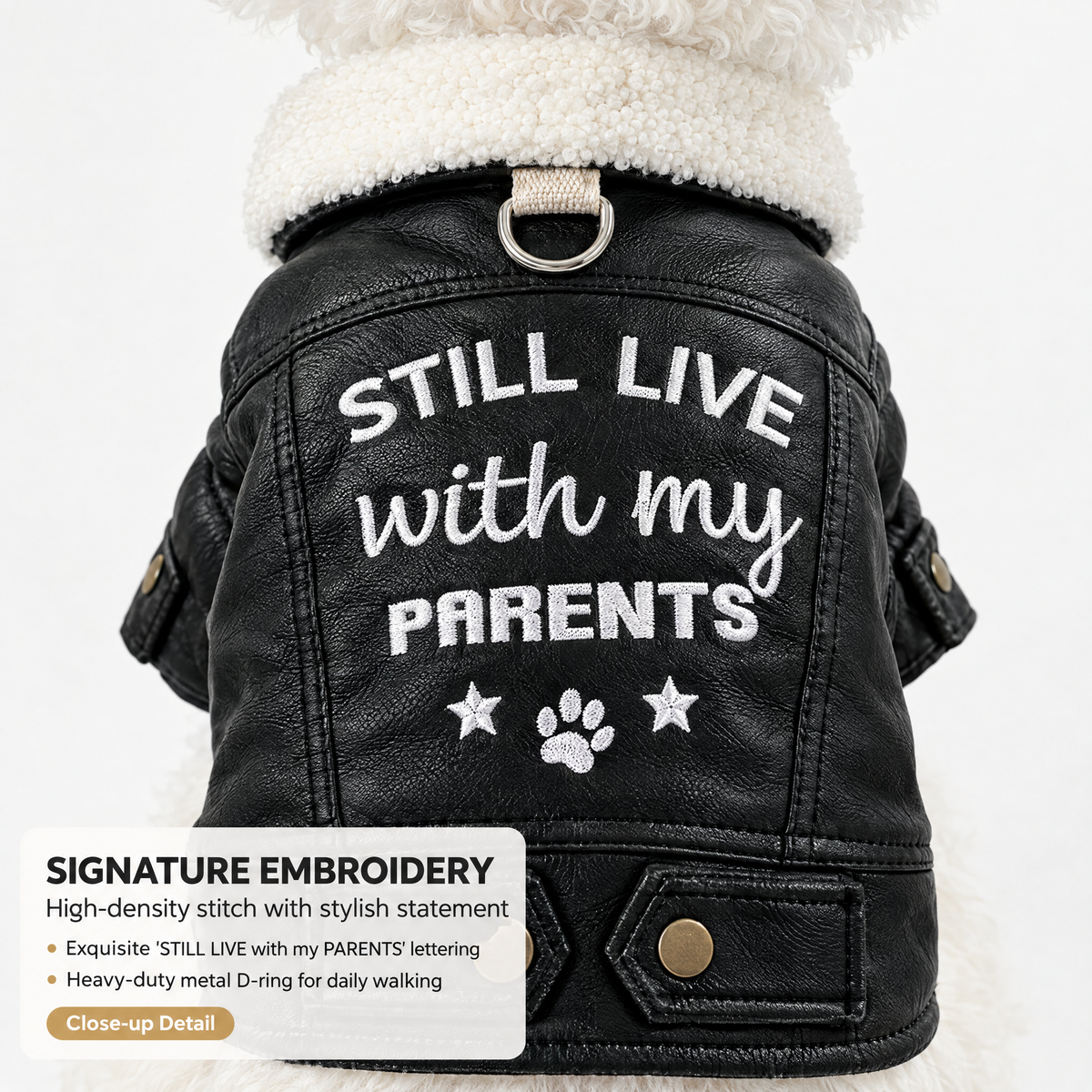 Faux Leather Biker Jacket for Small Dogs