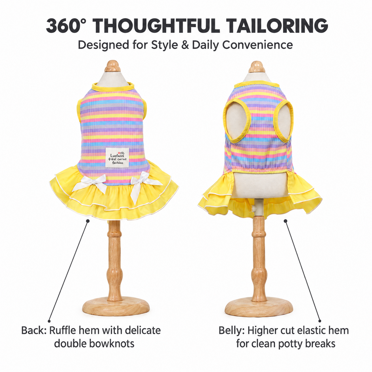 Rainbow Stripe Summer Dress for Small Dogs
