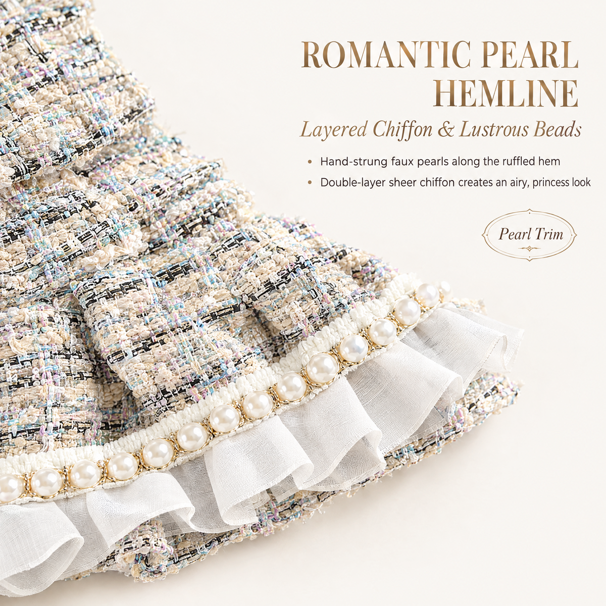 Pearl-Trim Tweed Dress for Small Dogs