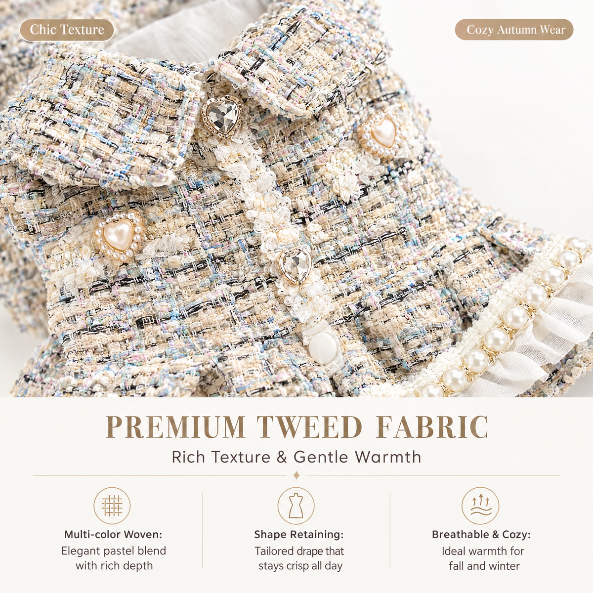 Pearl-Trim Tweed Dress for Small Dogs