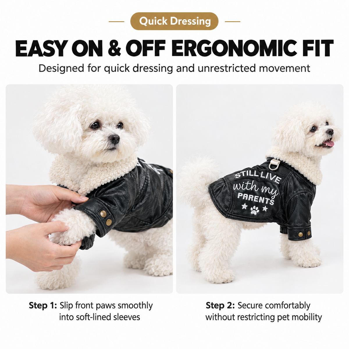 Faux Leather Biker Jacket for Small Dogs