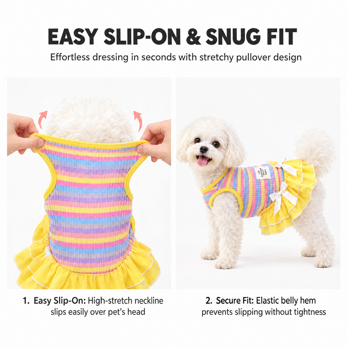 Rainbow Stripe Summer Dress for Small Dogs