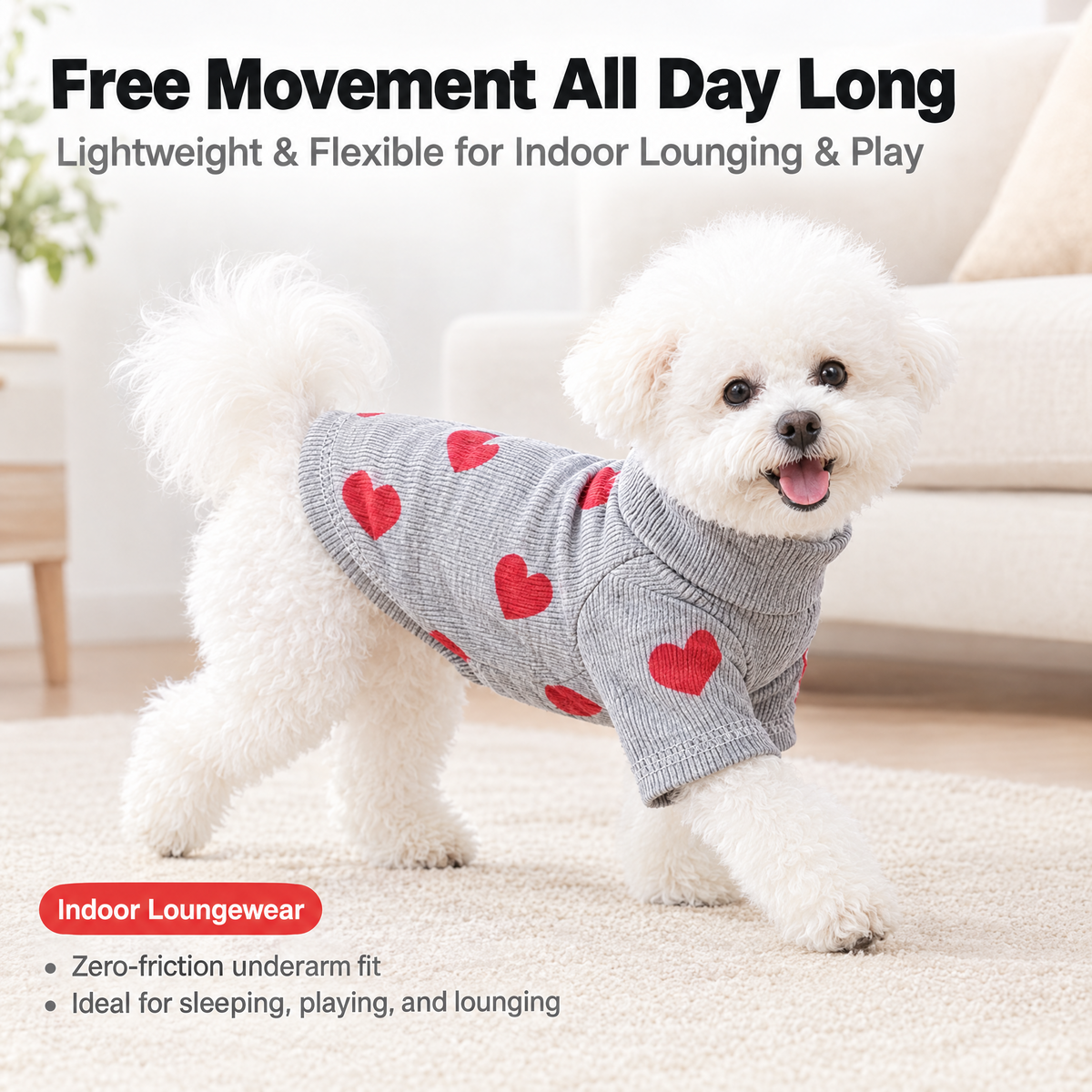 Heart Turtleneck Sweater for Small Dogs