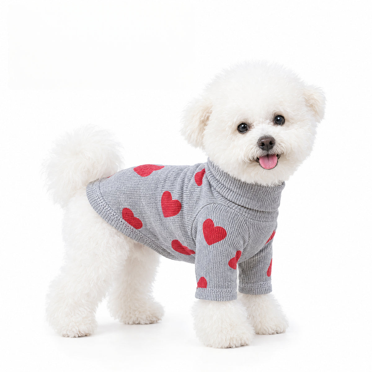 Heart Turtleneck Sweater for Small Dogs