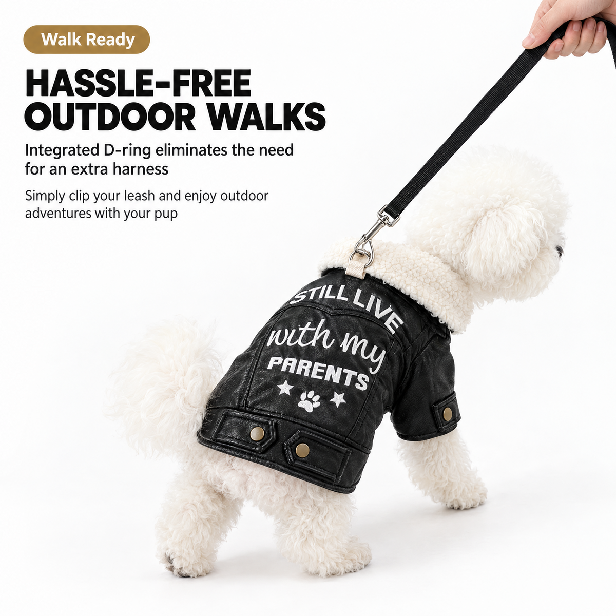 Faux Leather Biker Jacket for Small Dogs
