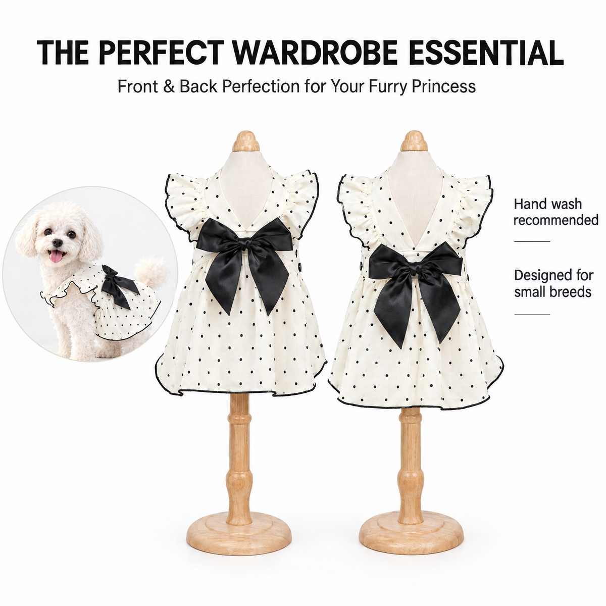 Polka Dot Bow Princess Dress for Small Dogs