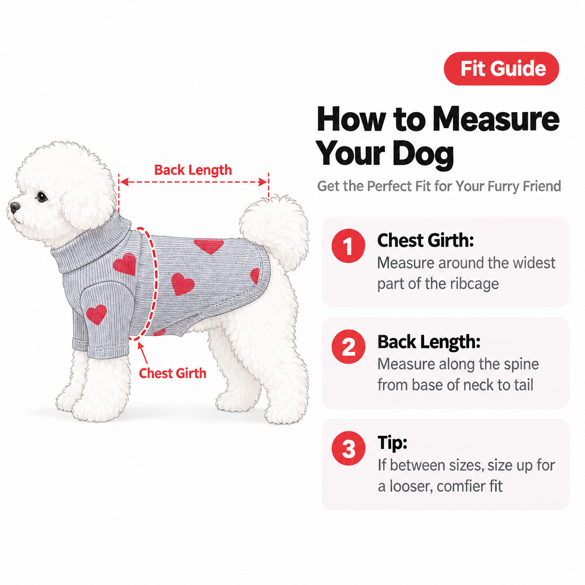 Heart Turtleneck Sweater for Small Dogs