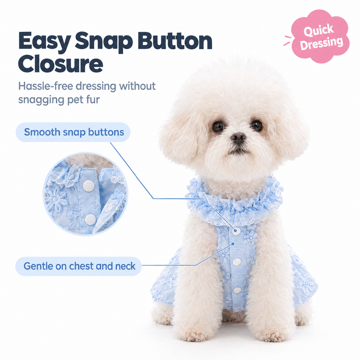 Floral Embroidered Princess Dress for Small Dogs