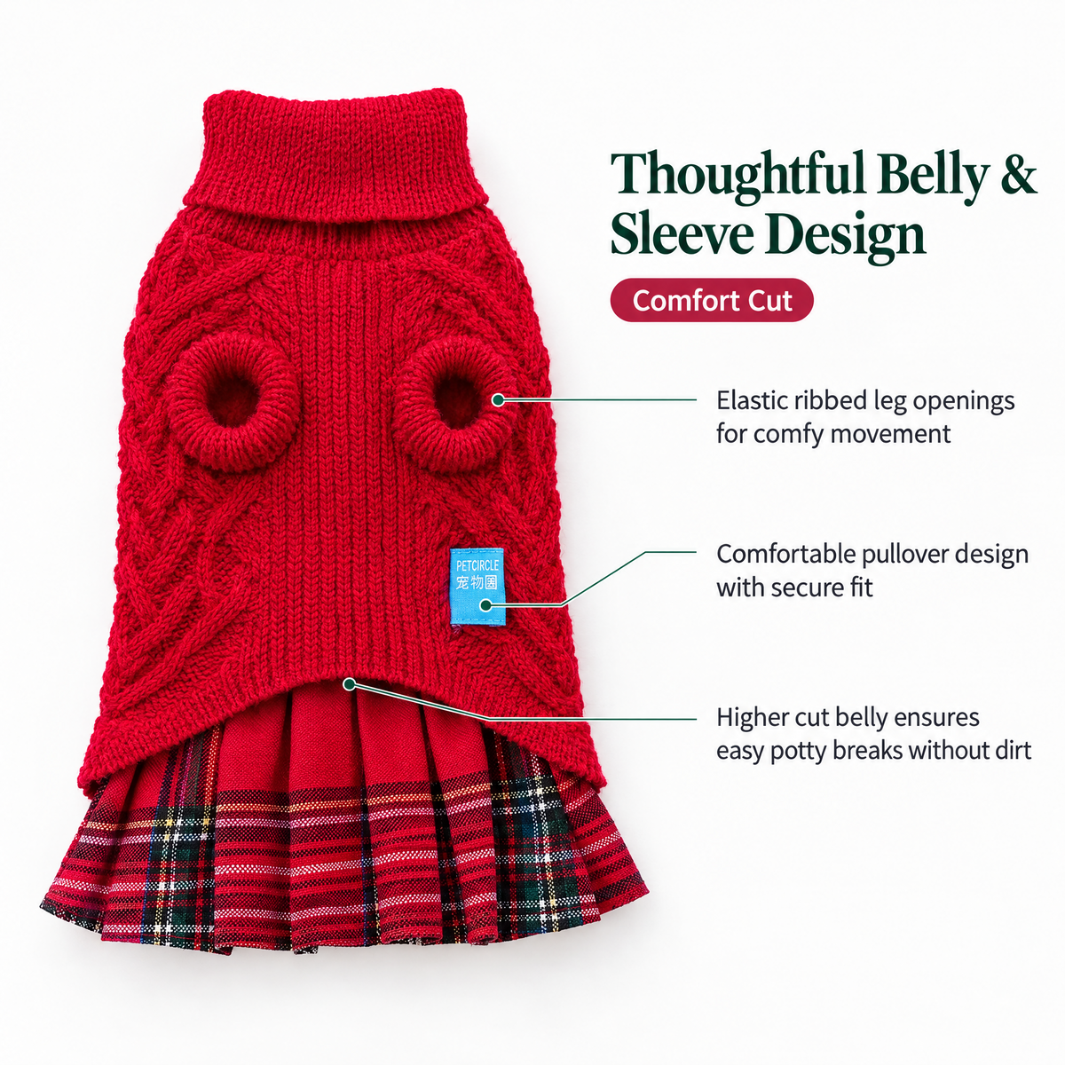 Reindeer Christmas Sweater Dress for Small Dogs