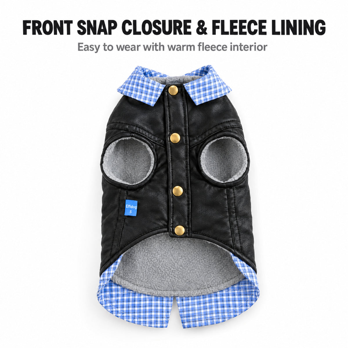 Plaid & Faux Leather Two-Piece Outfit for Small Dogs