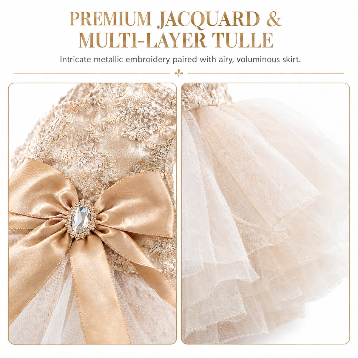Champagne Luxury Princess Dress for Small Dogs