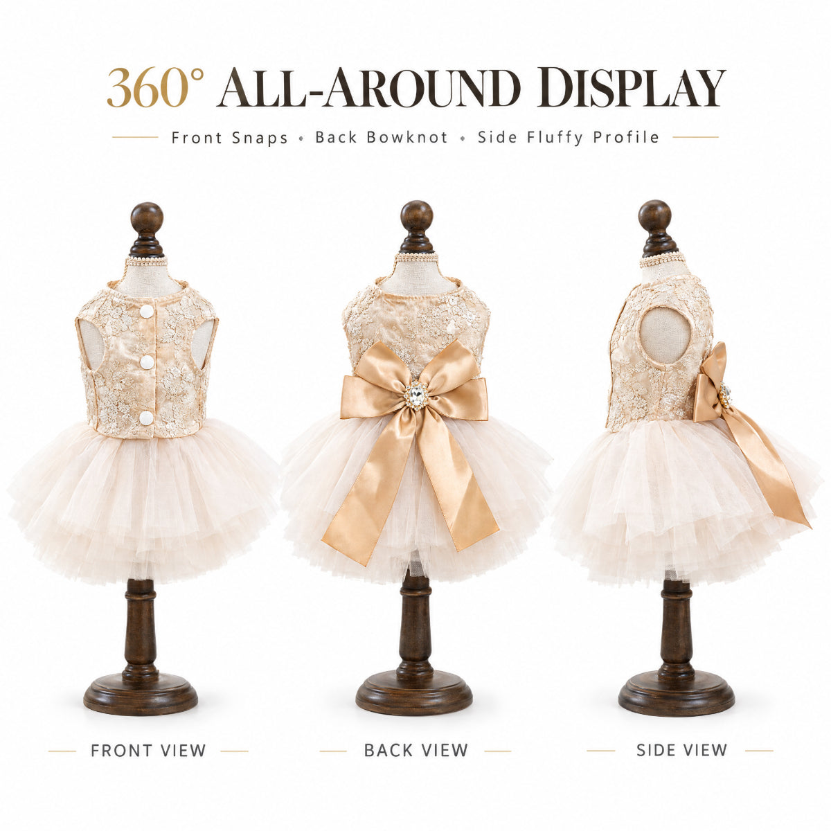 Champagne Luxury Princess Dress for Small Dogs