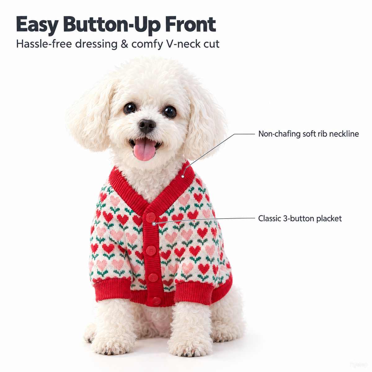 Sweet Heart Knit Cardigan for Small Dogs