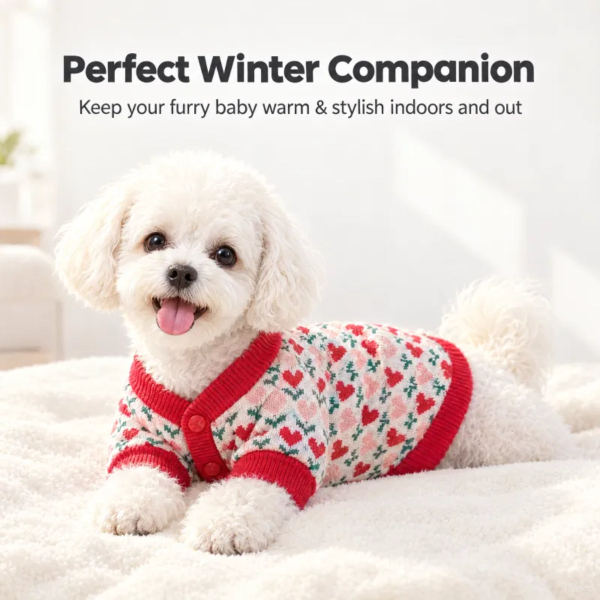 Sweet Heart Knit Cardigan for Small Dogs