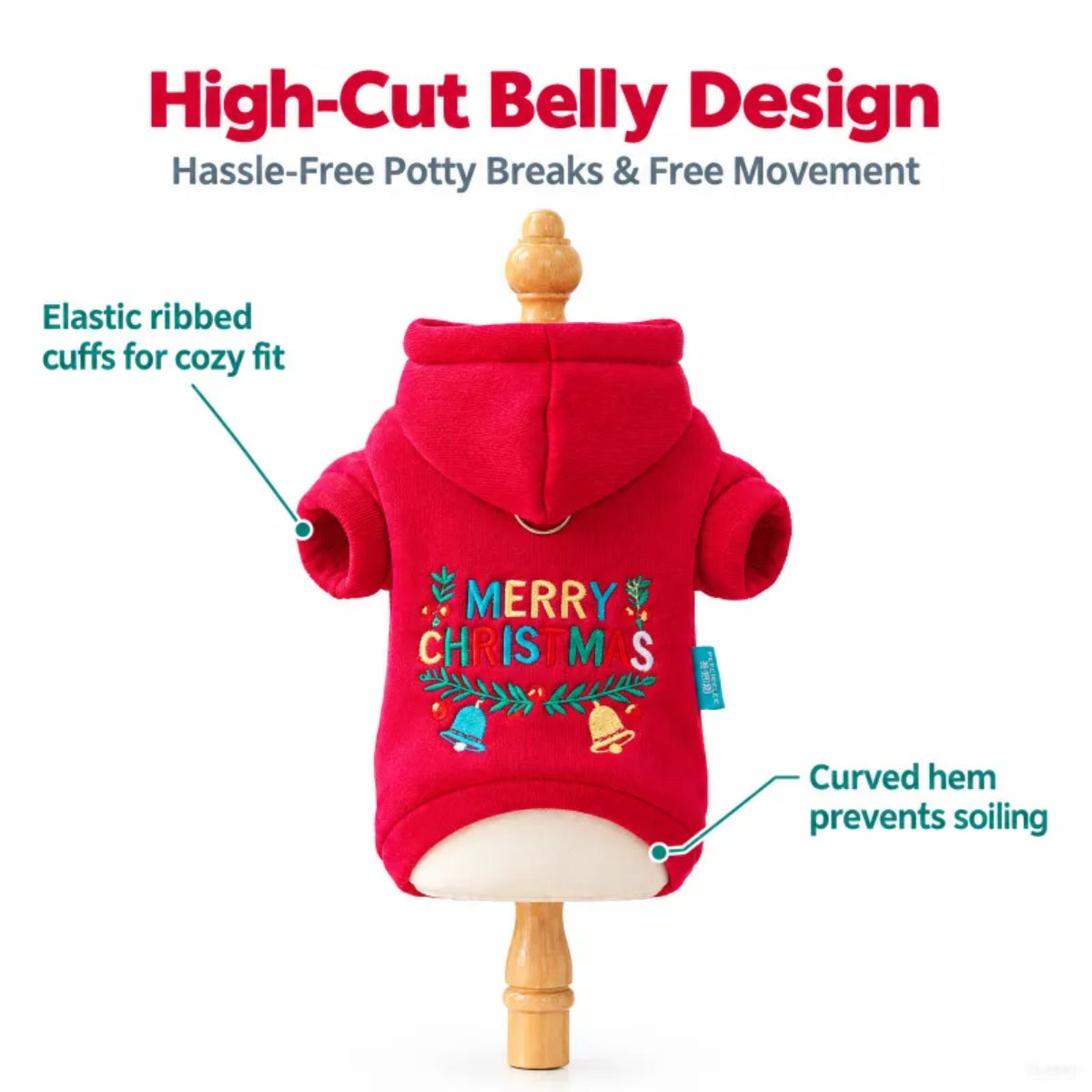 Christmas Bell Hoodie for Small Dogs