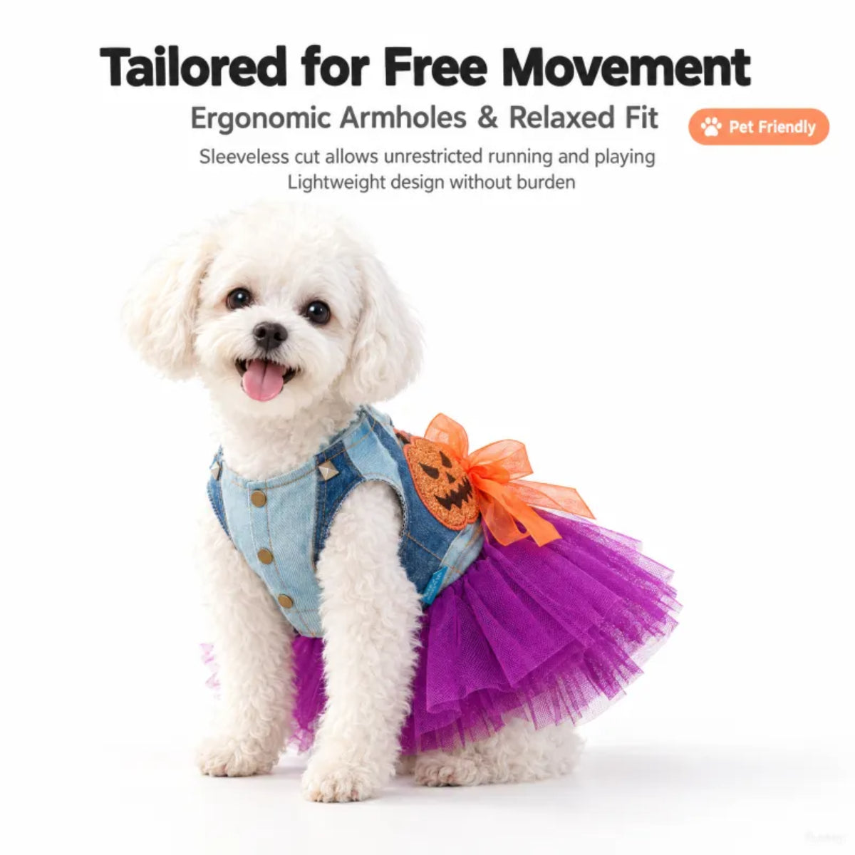Spooky Pumpkin Dress for Small Dogs