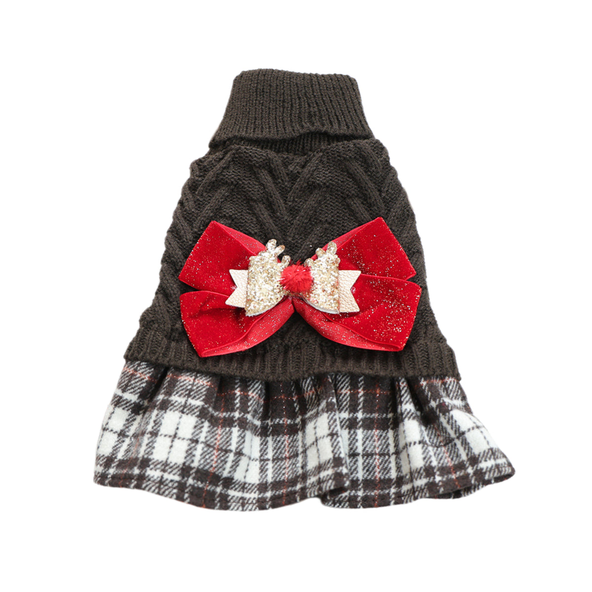 Reindeer Christmas Sweater Dress for Small Dogs