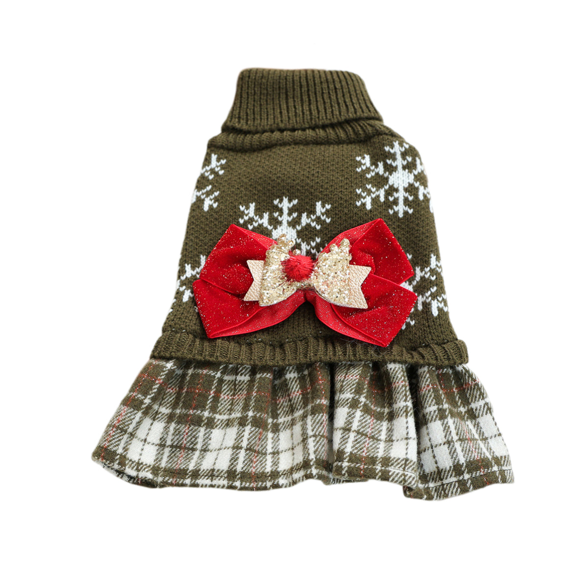 Reindeer Christmas Sweater Dress for Small Dogs