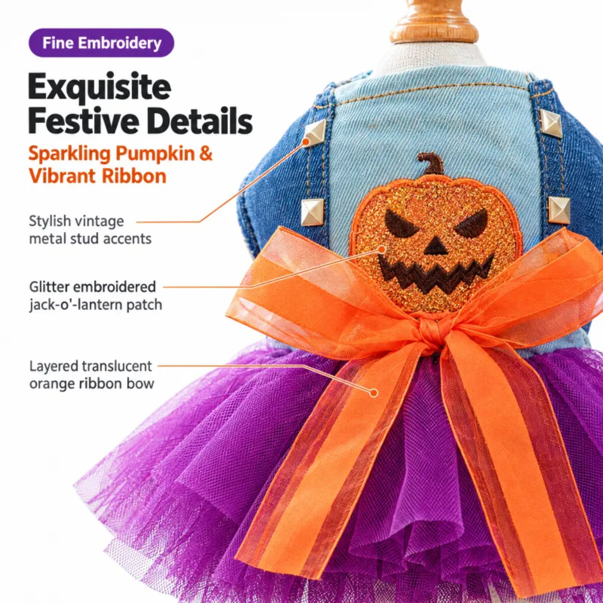 Spooky Pumpkin Dress for Small Dogs