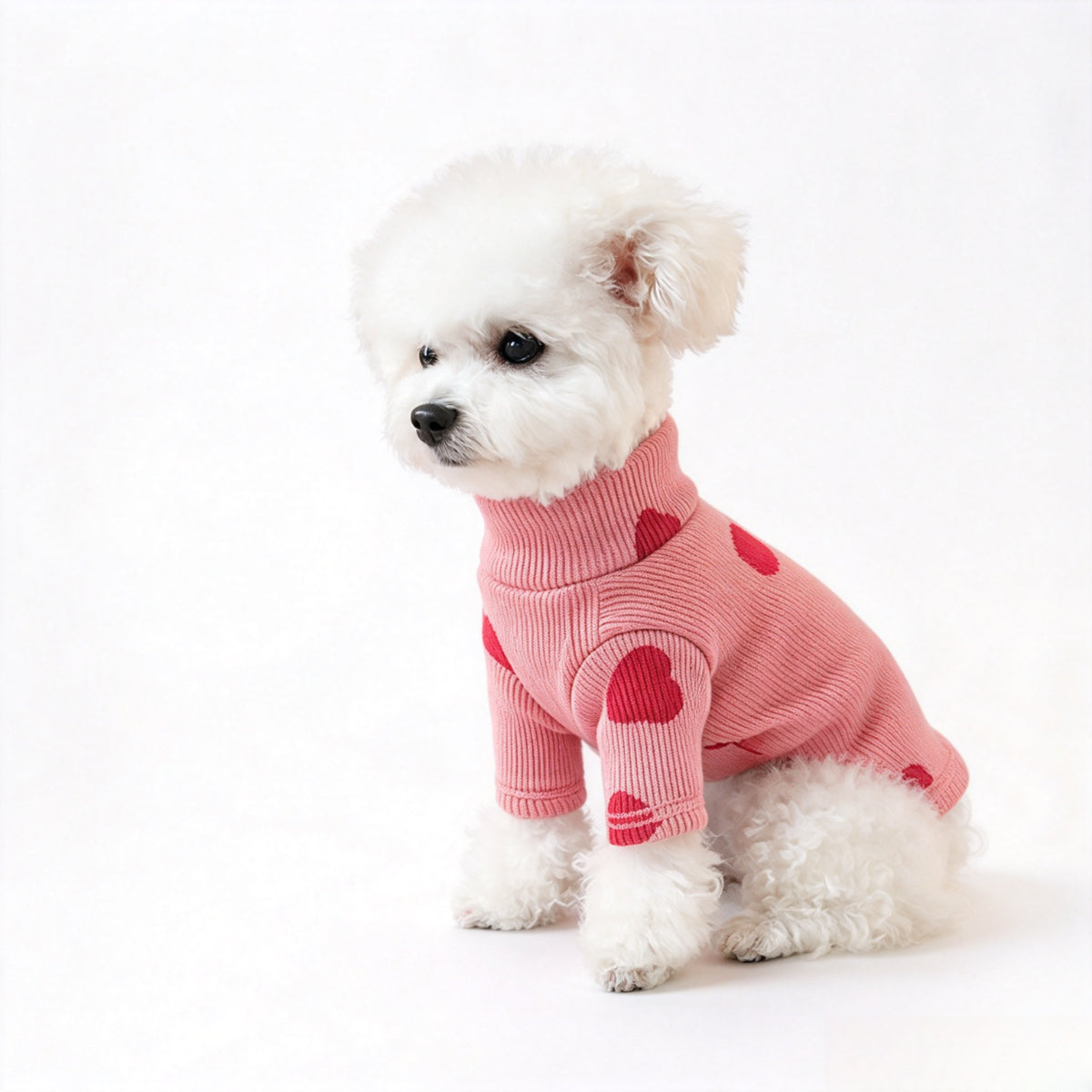 Heart Turtleneck Sweater for Small Dogs