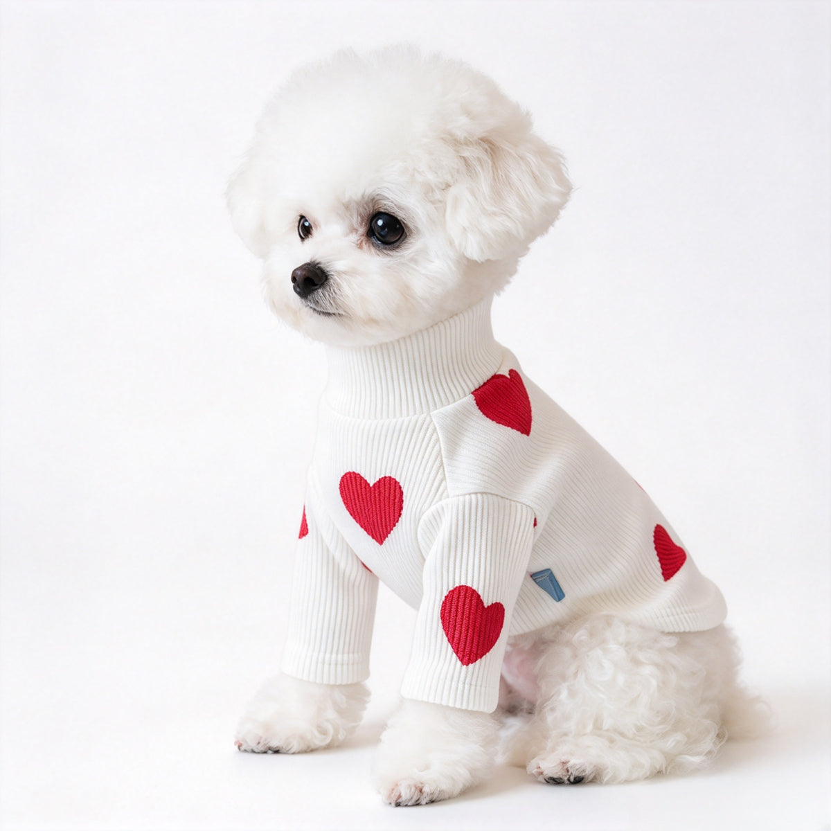 Heart Turtleneck Sweater for Small Dogs