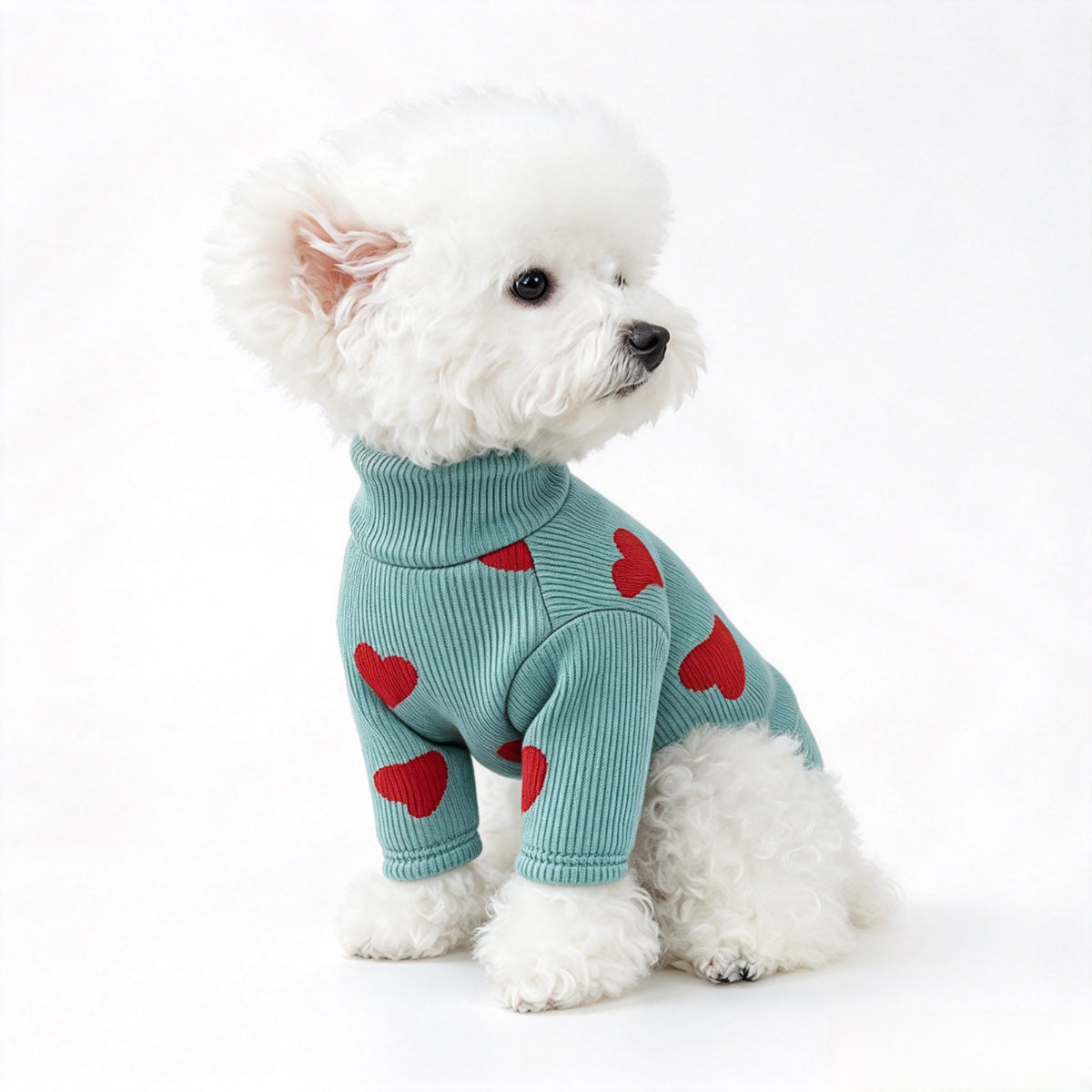 Heart Turtleneck Sweater for Small Dogs