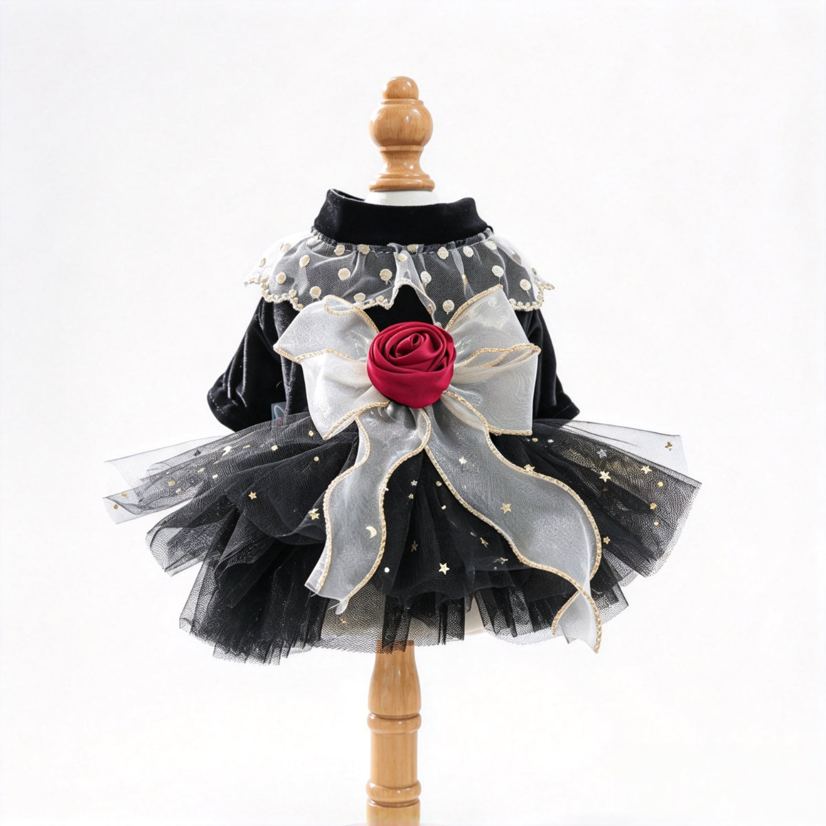 Black Velvet Lace Princess Dress for Small Dogs