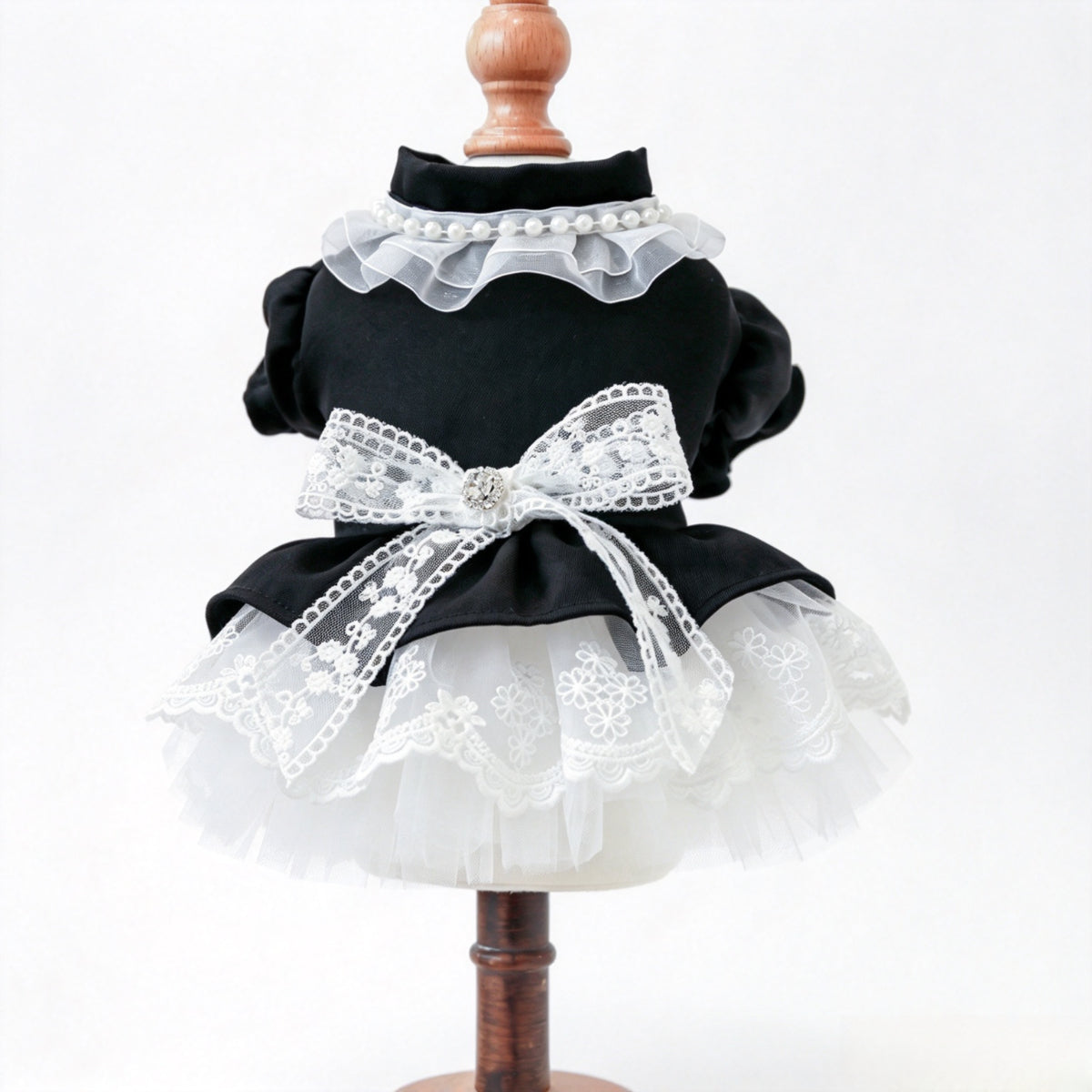 Black Velvet Lace Princess Dress for Small Dogs