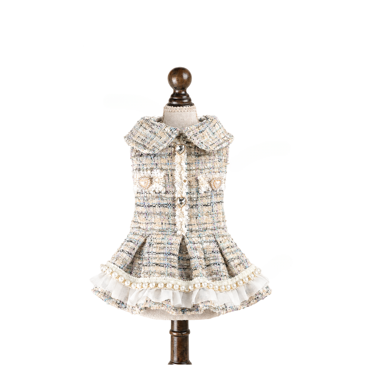Pearl-Trim Tweed Dress for Small Dogs