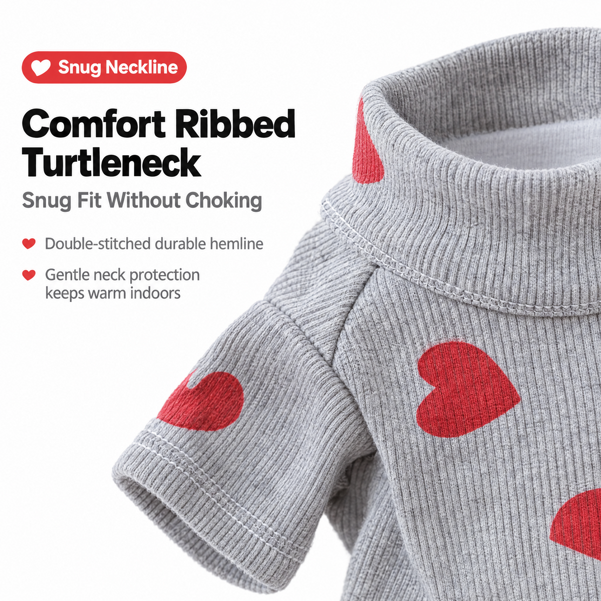Heart Turtleneck Sweater for Small Dogs