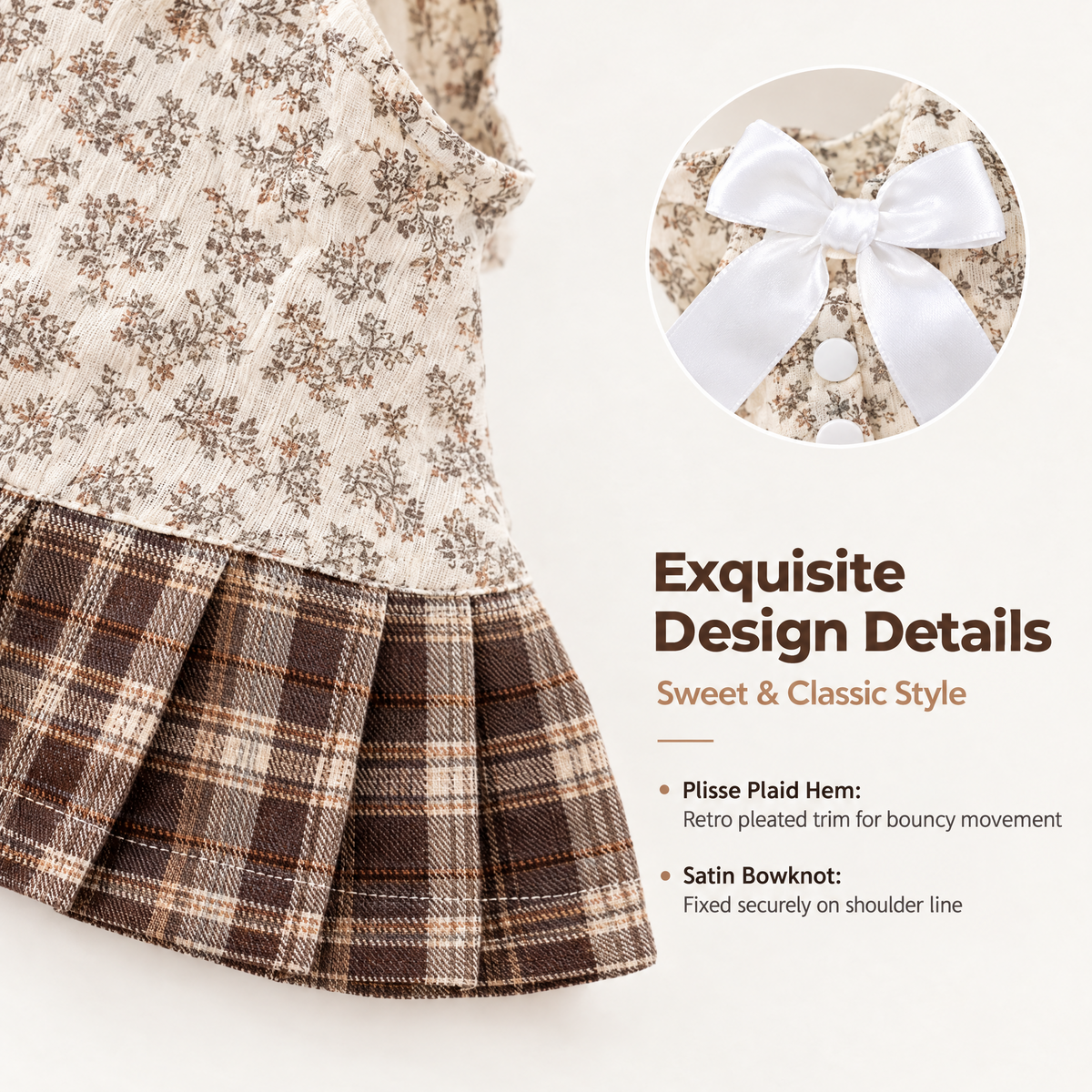 Floral Bow Dress for Small Dogs