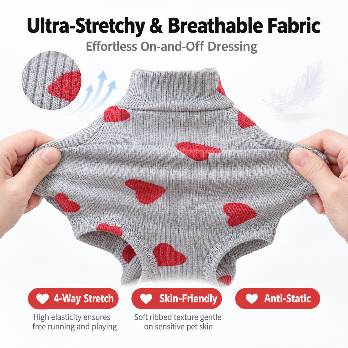 Heart Turtleneck Sweater for Small Dogs