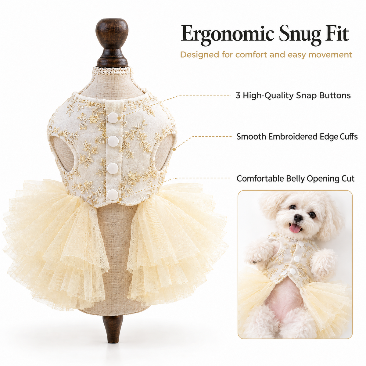 Tulle Wedding Dress Harness for Small Dogs