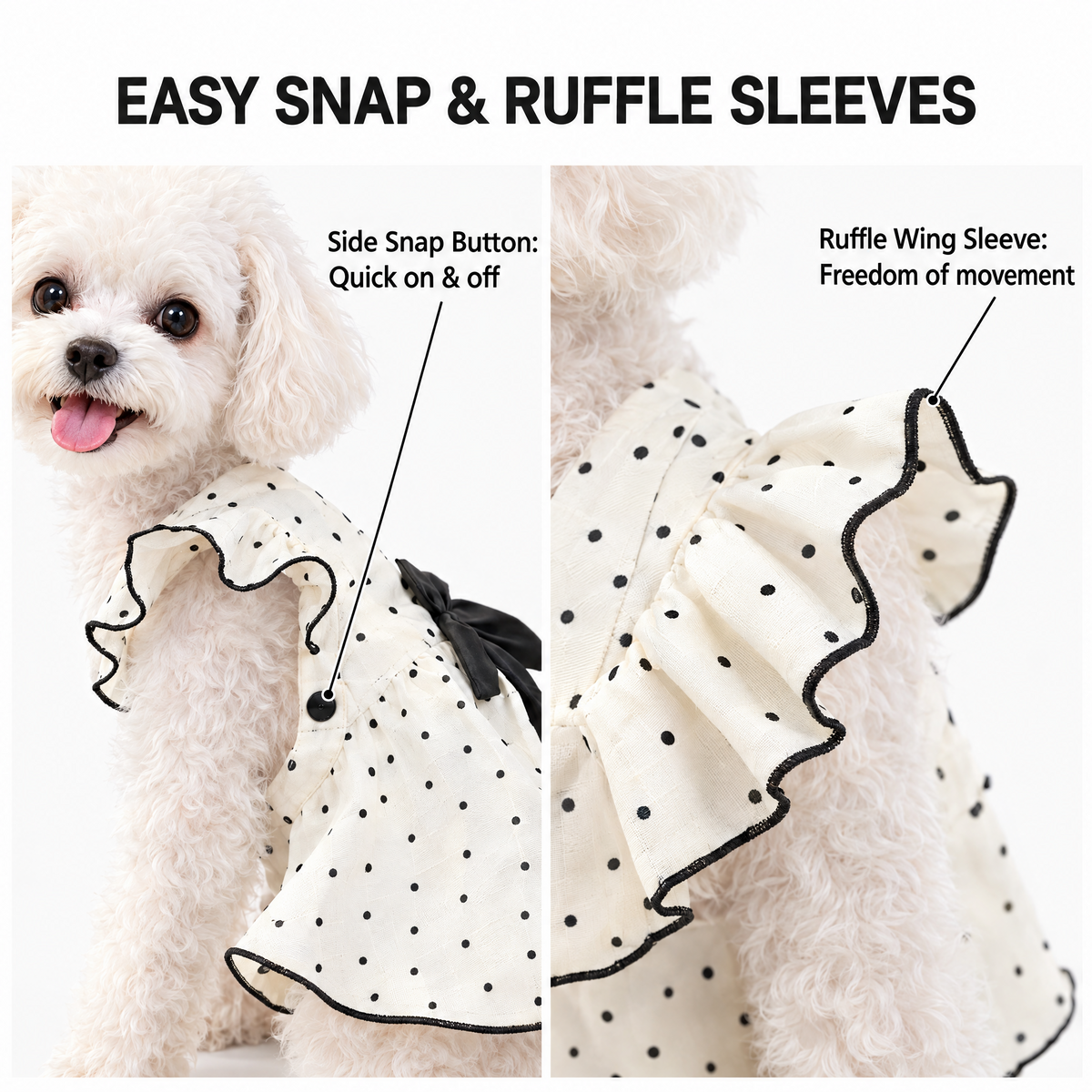 Polka Dot Bow Princess Dress for Small Dogs
