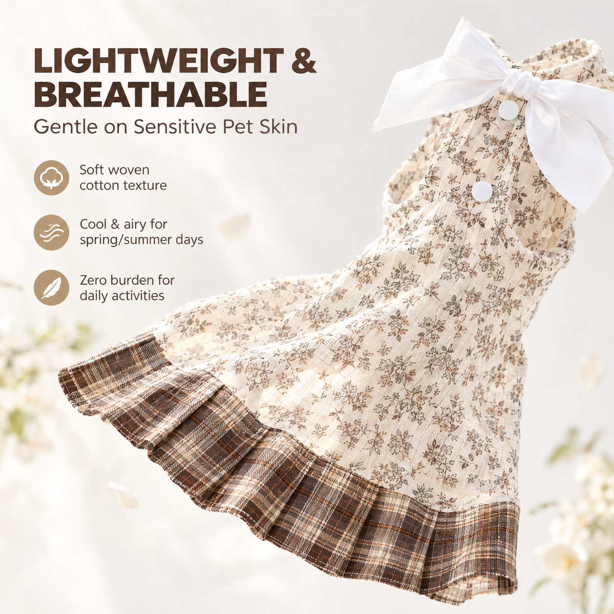 Floral Bow Dress for Small Dogs