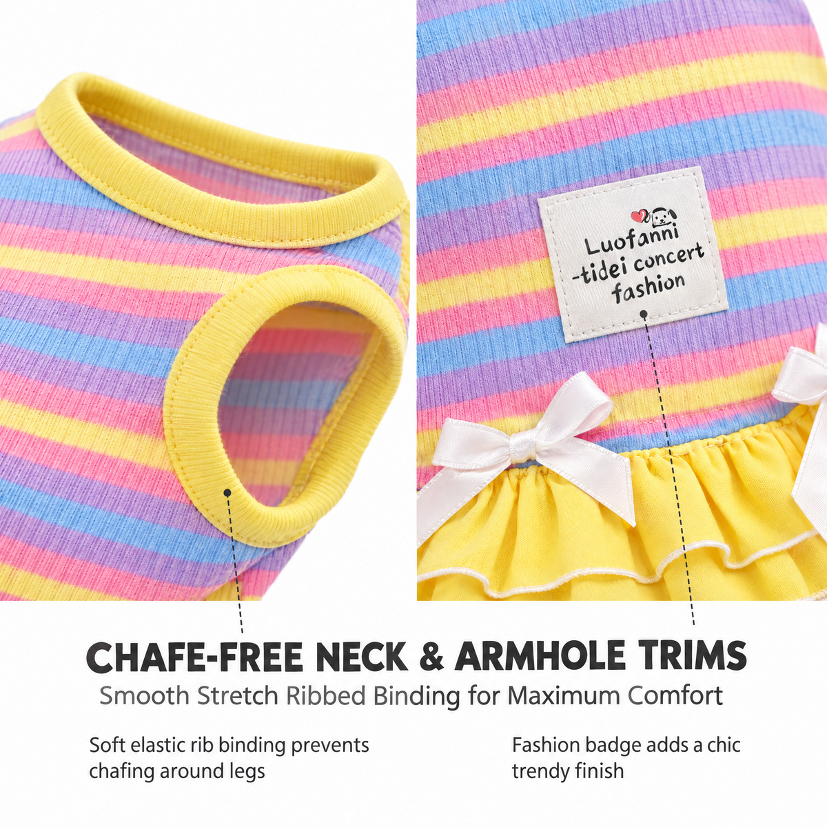 Rainbow Stripe Summer Dress for Small Dogs