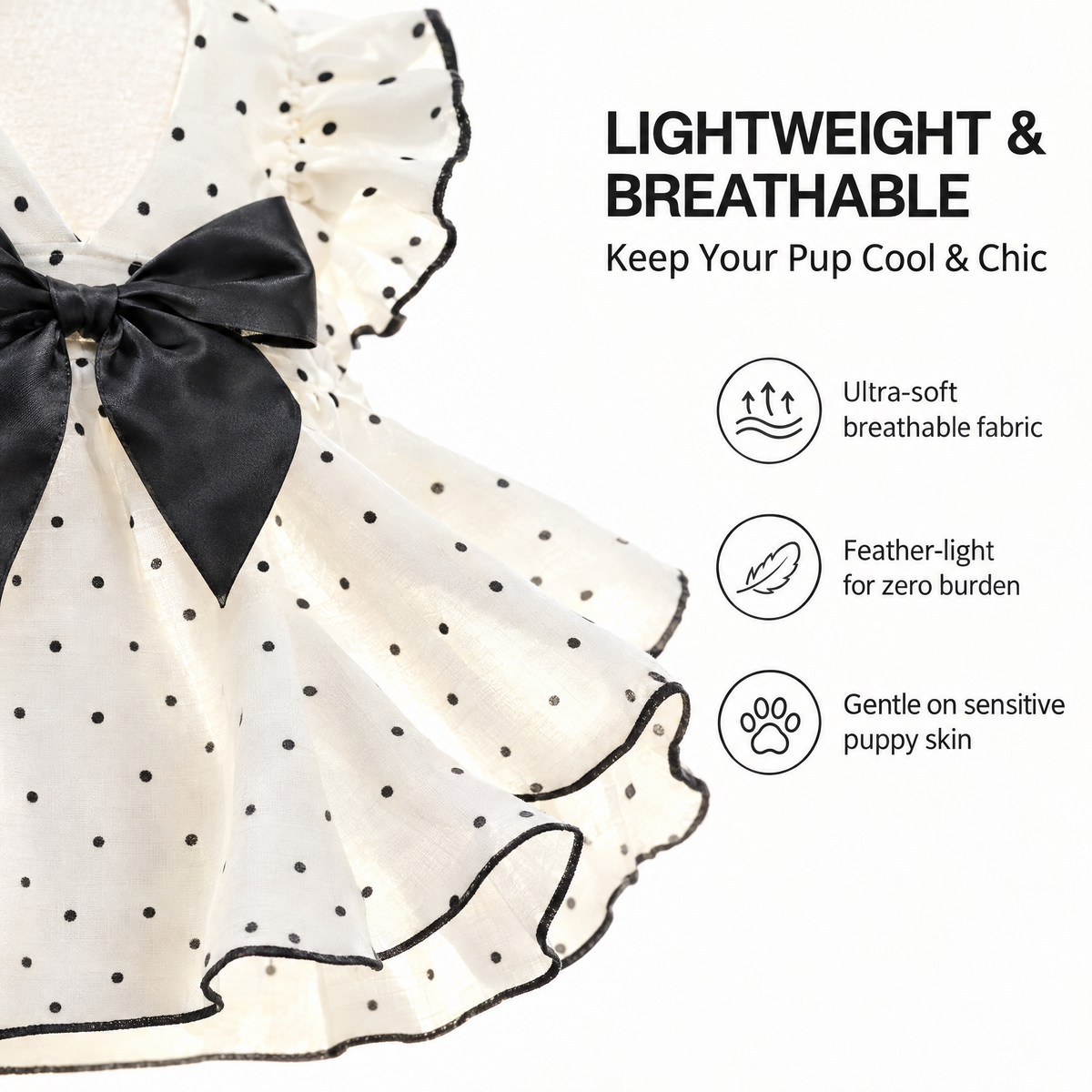 Polka Dot Bow Princess Dress for Small Dogs