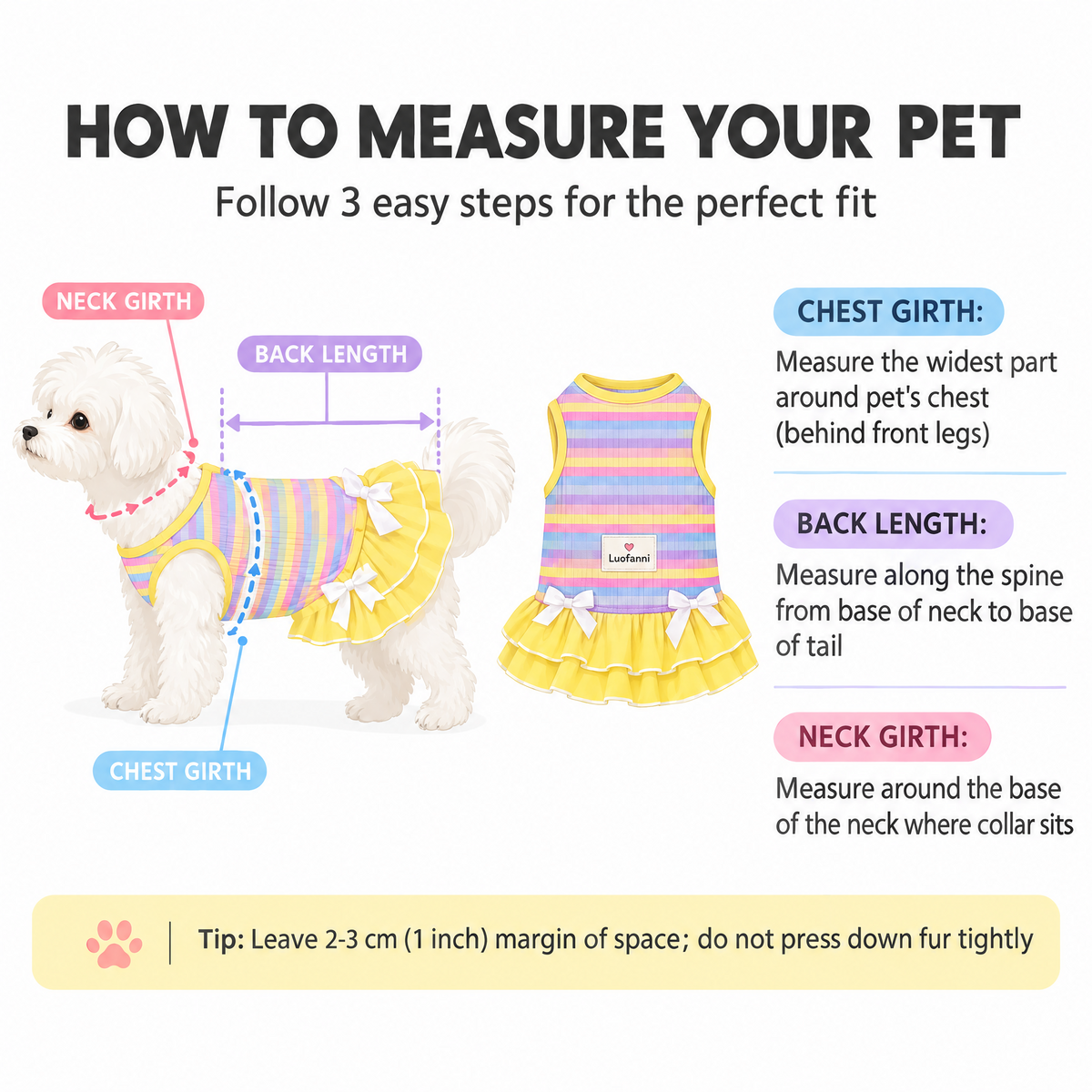 Rainbow Stripe Summer Dress for Small Dogs