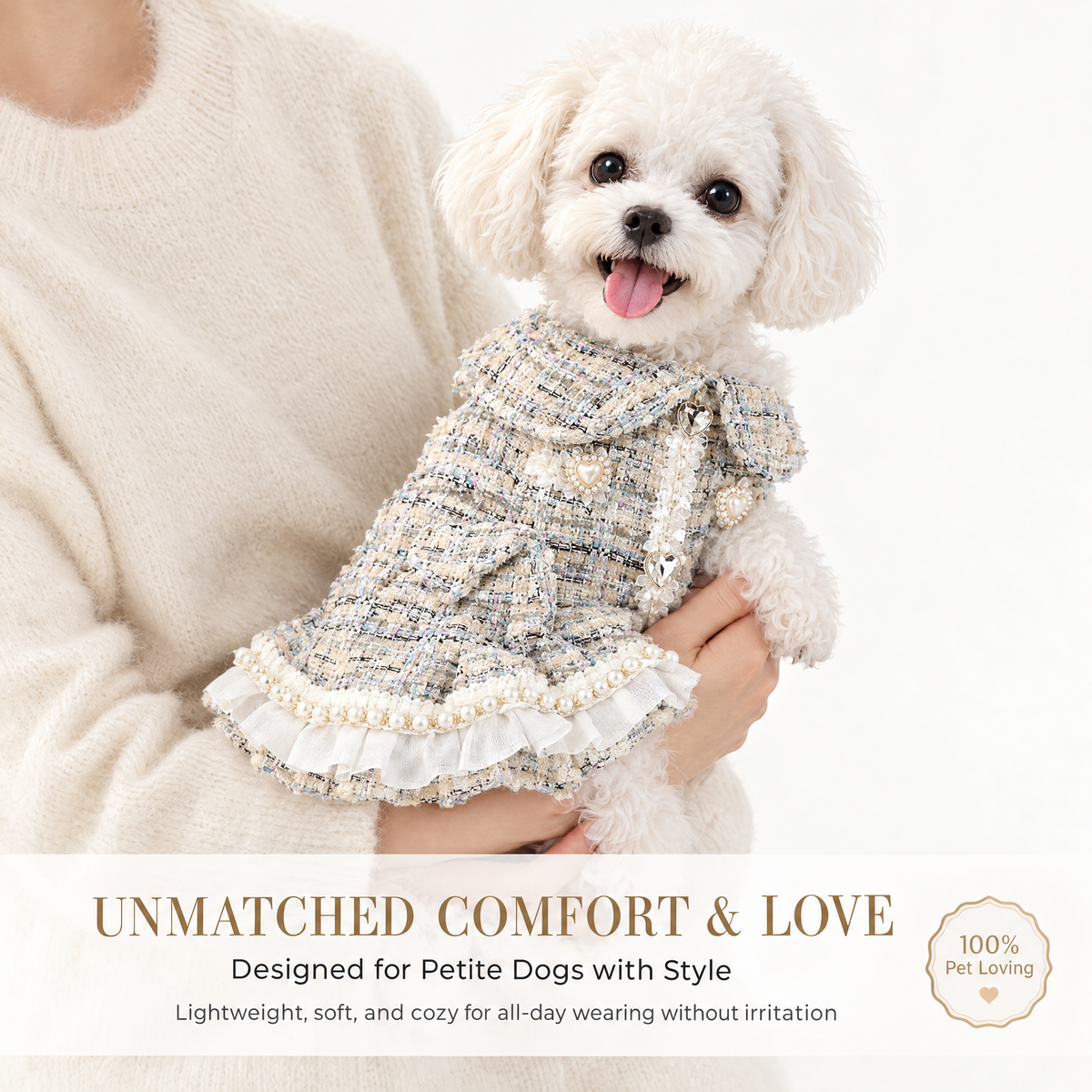 Pearl-Trim Tweed Dress for Small Dogs
