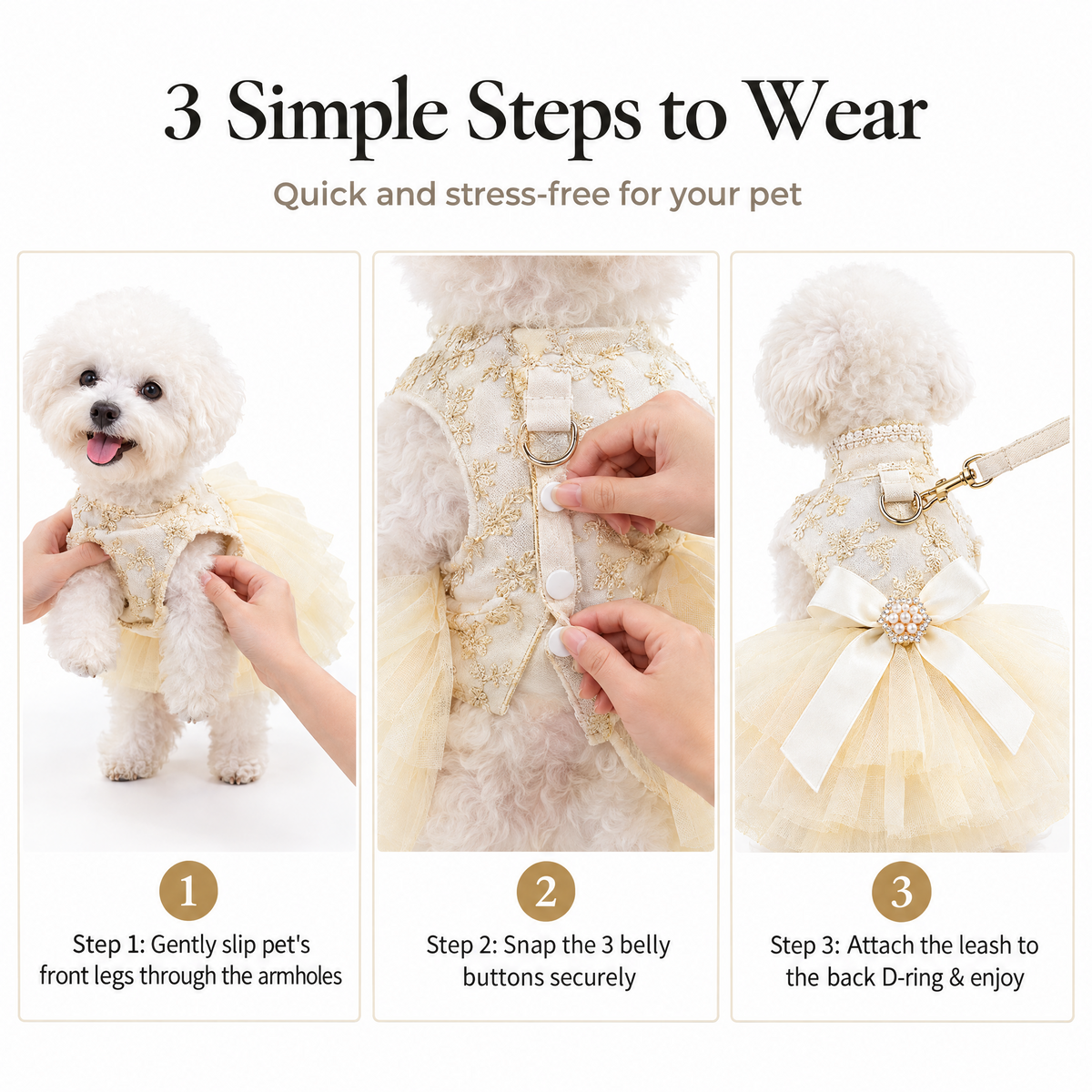 Tulle Wedding Dress Harness for Small Dogs