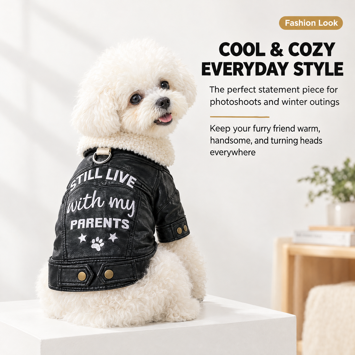 Faux Leather Biker Jacket for Small Dogs