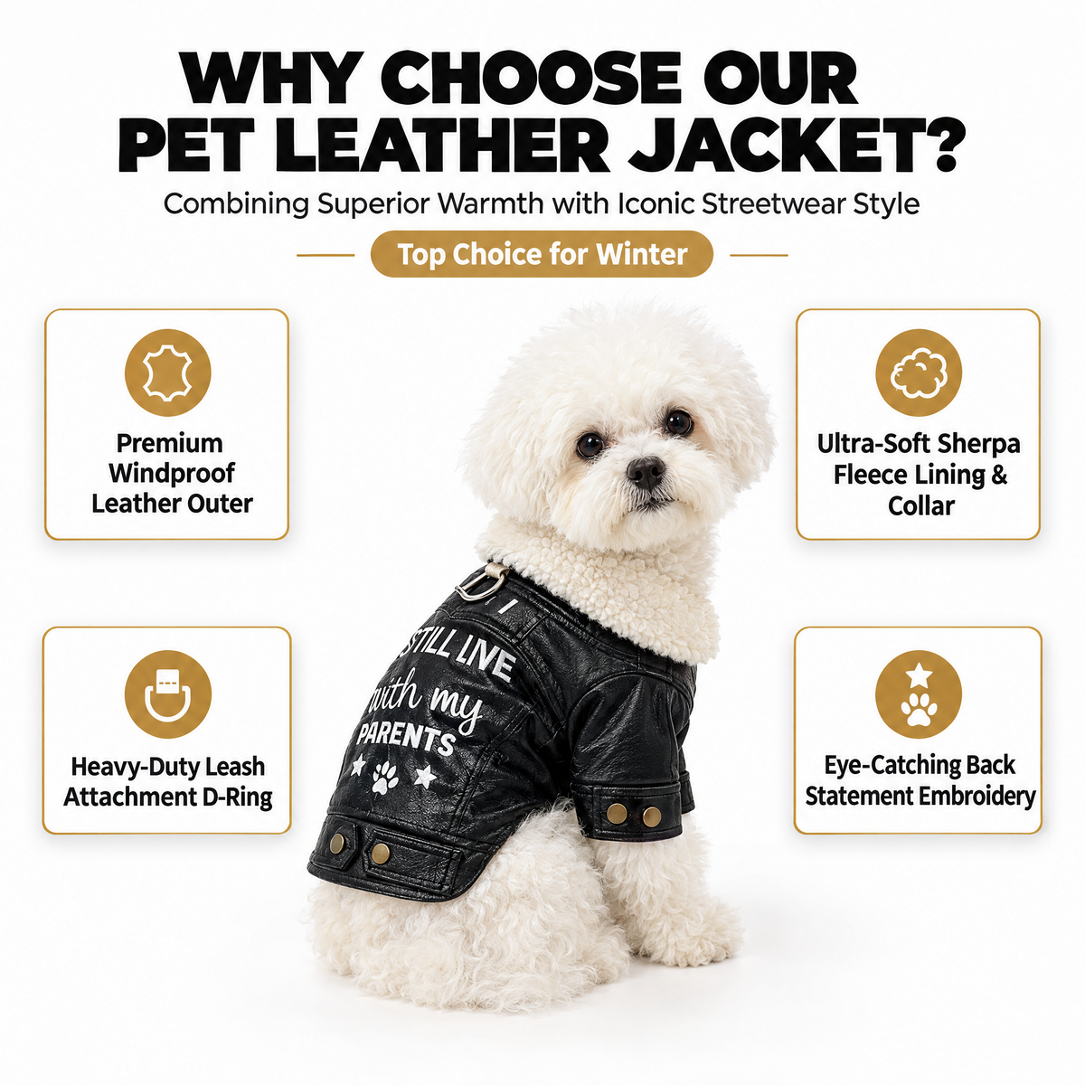 Faux Leather Biker Jacket for Small Dogs