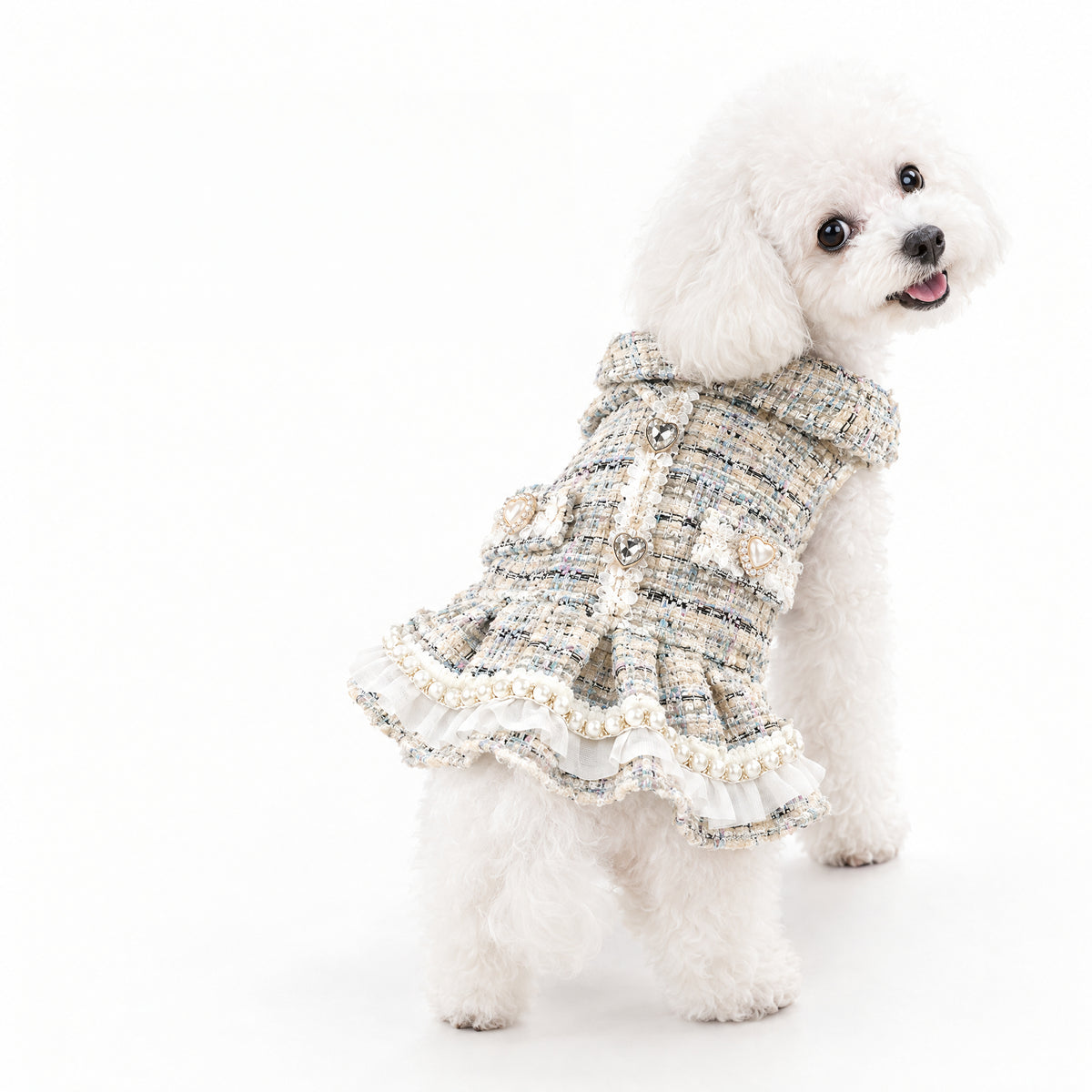 Pearl-Trim Tweed Dress for Small Dogs