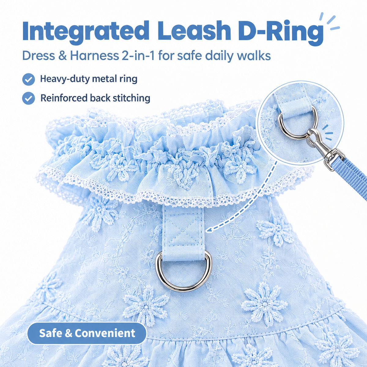 Floral Embroidered Princess Dress for Small Dogs