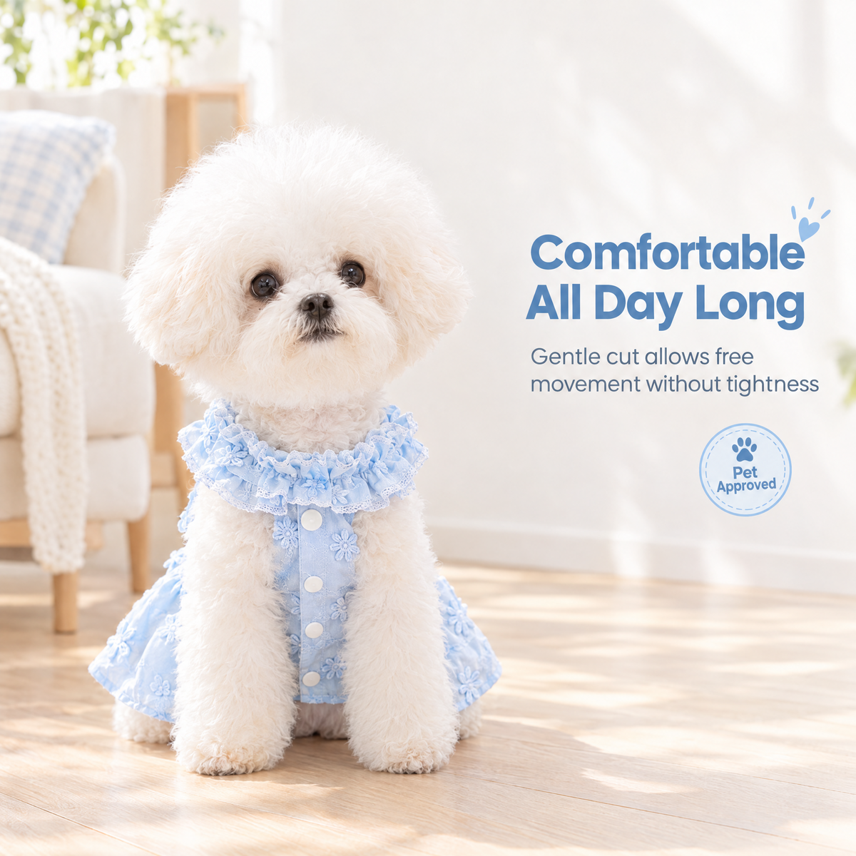 Floral Embroidered Princess Dress for Small Dogs