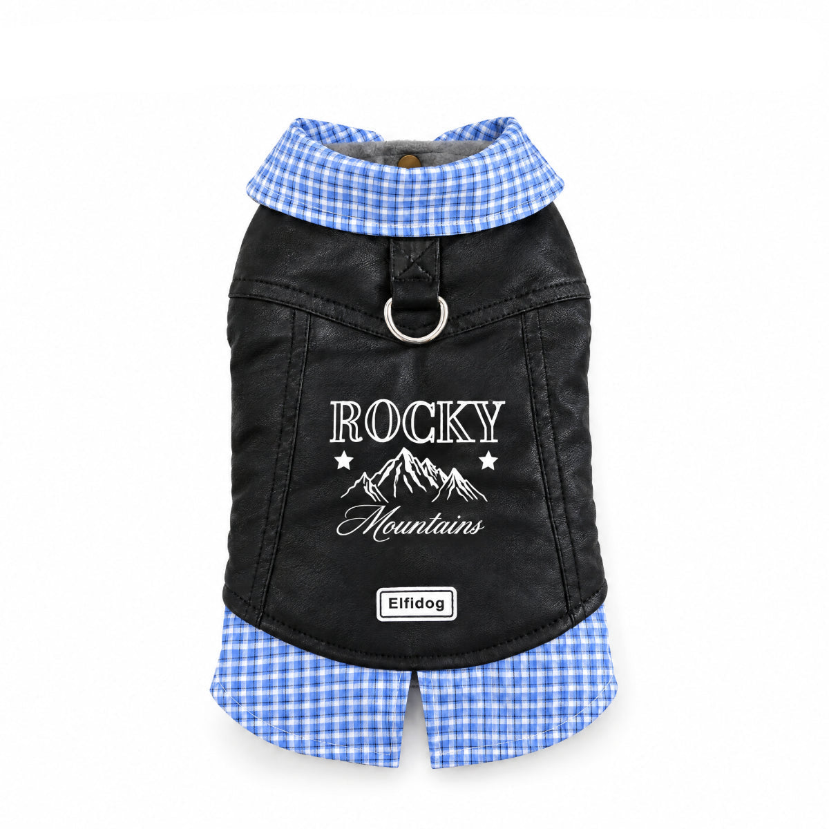 Plaid & Faux Leather Two-Piece Outfit for Small Dogs