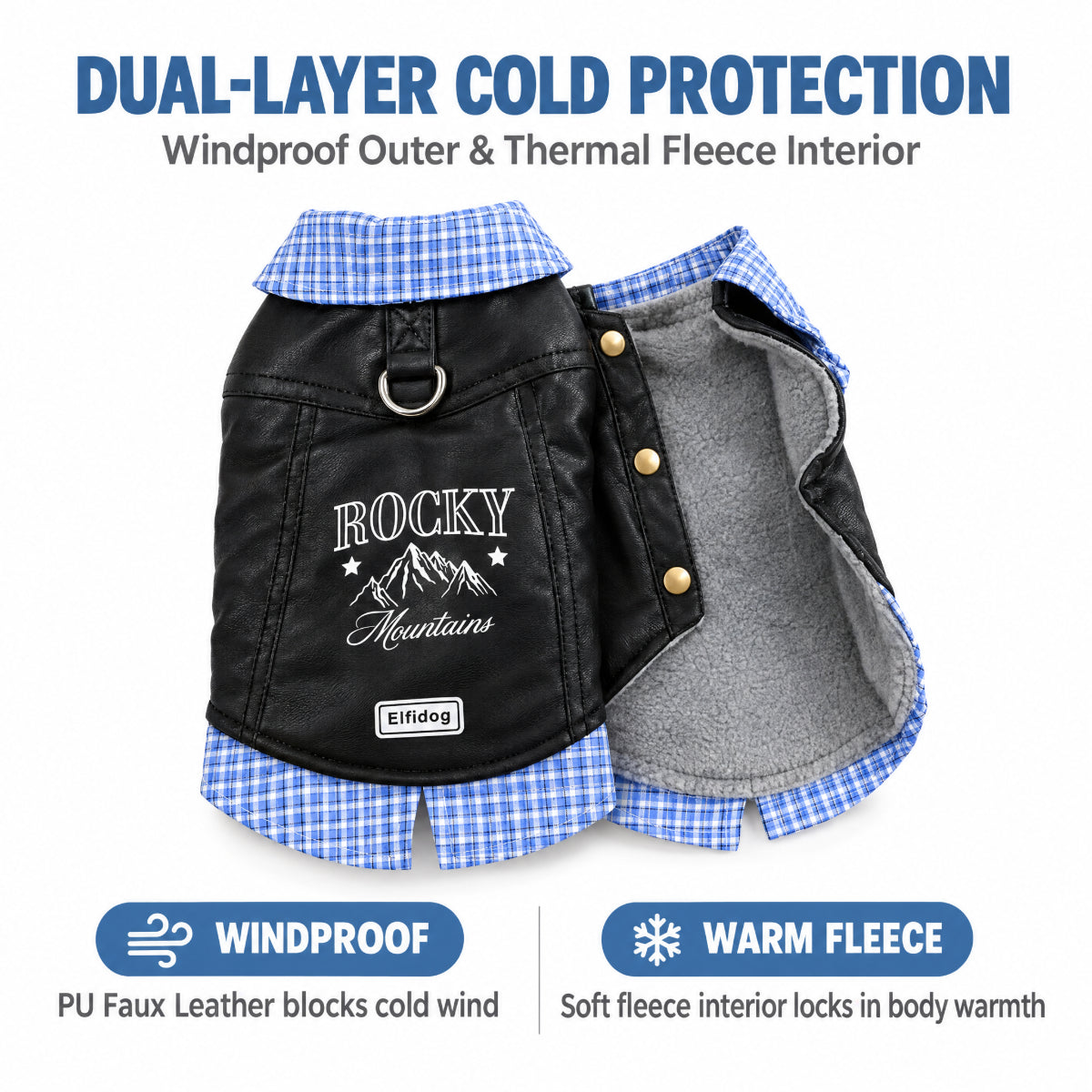 Plaid & Faux Leather Two-Piece Outfit for Small Dogs
