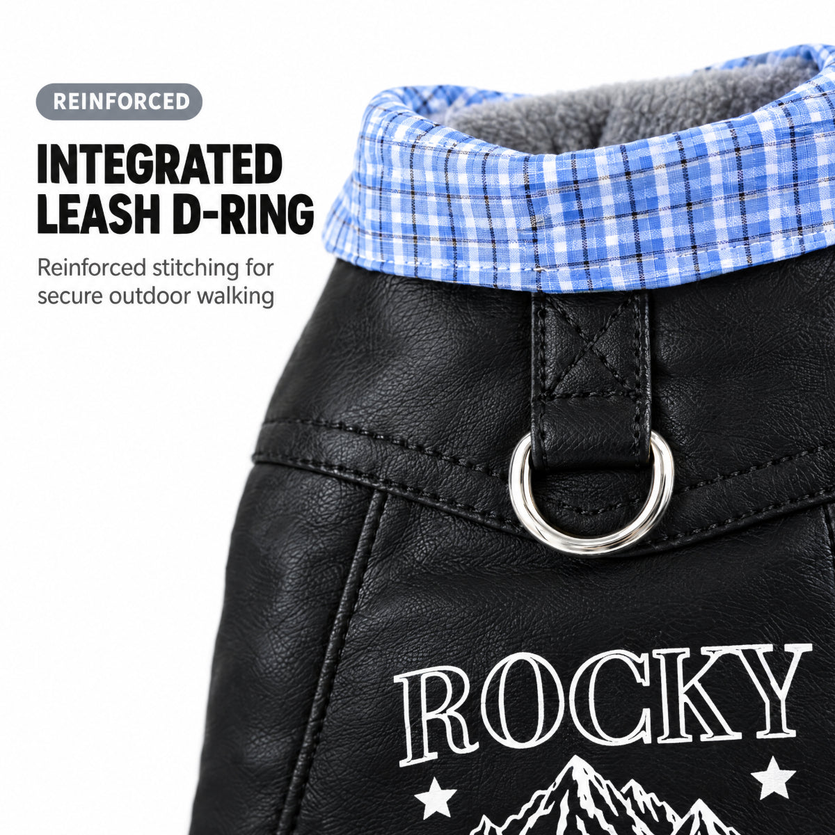 Plaid & Faux Leather Two-Piece Outfit for Small Dogs