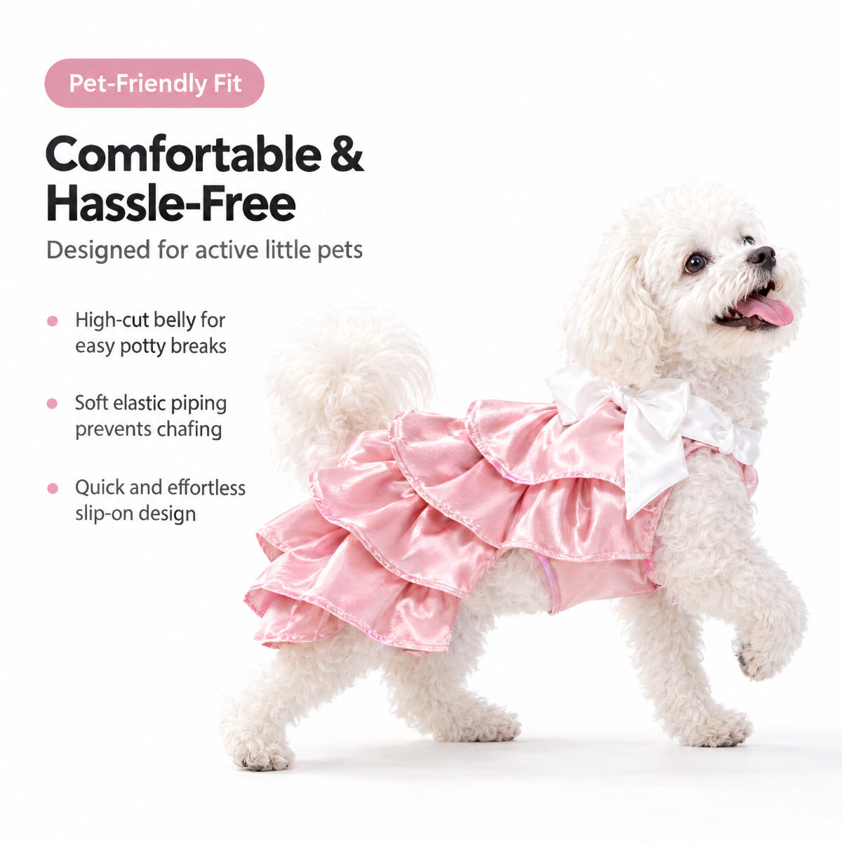 Pink Satin Heart Bow Dress for Small Dogs