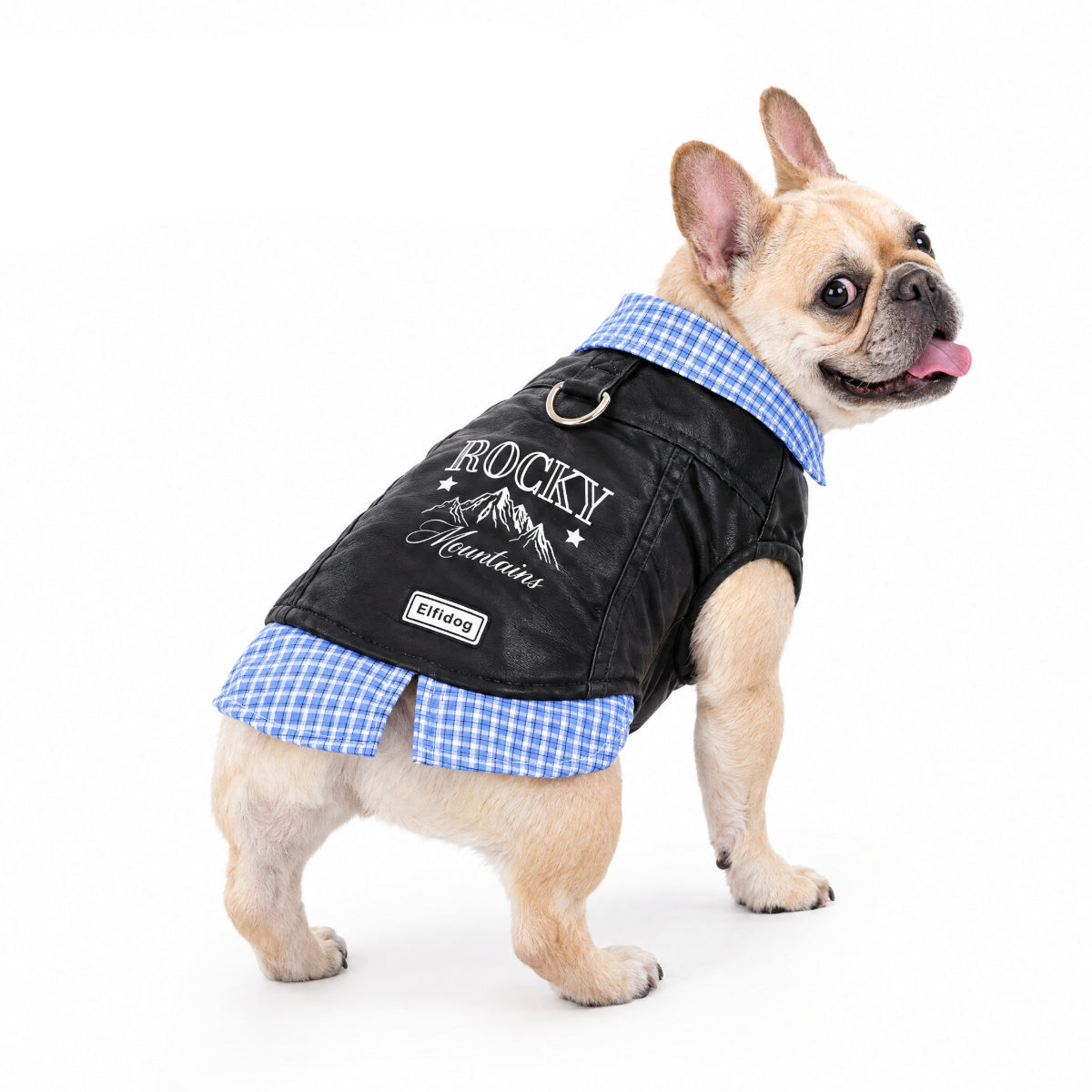 Plaid & Faux Leather Two-Piece Outfit for Small Dogs